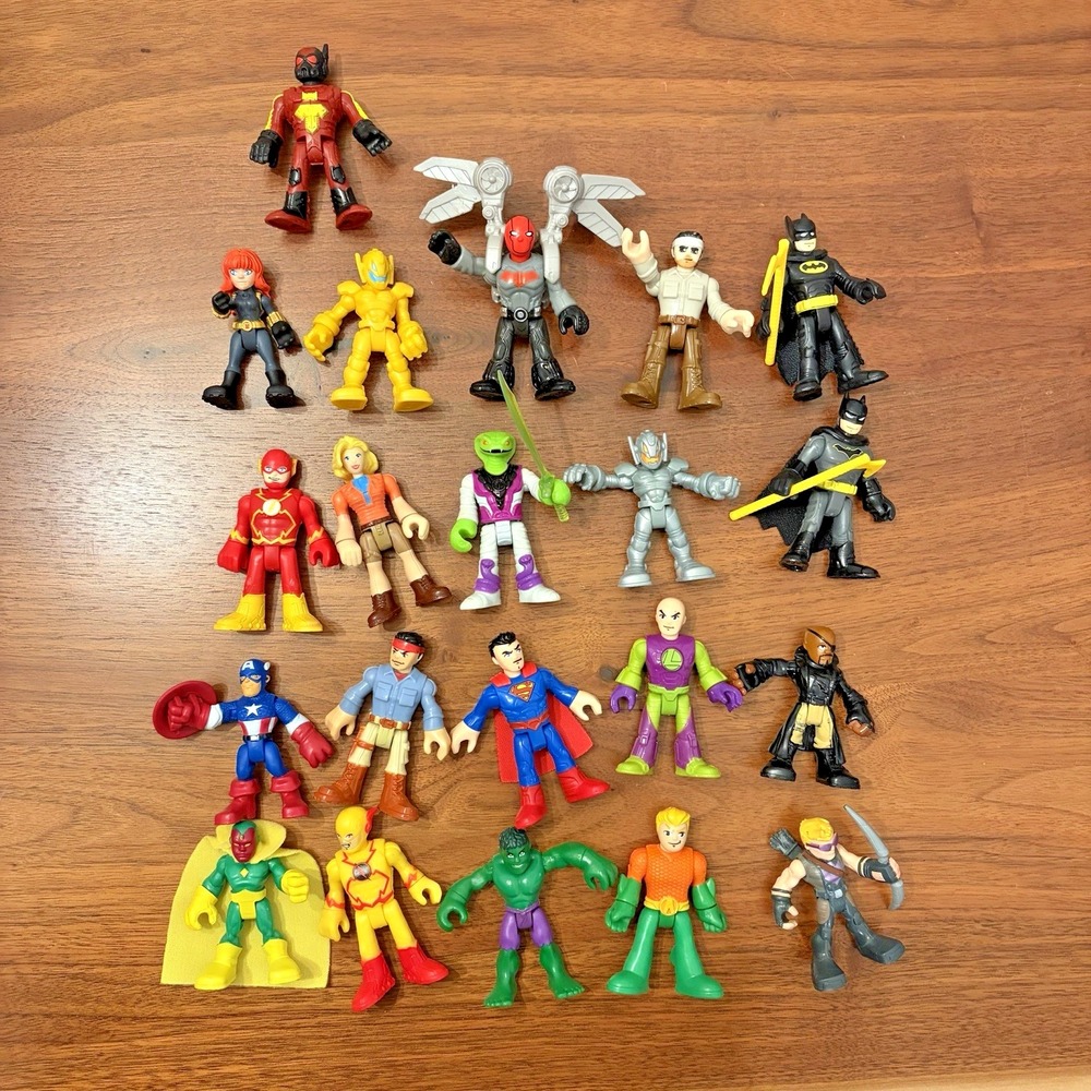 Imaginext DC Marvel Superhero Action Figure Lot 21 Batman Superman Hulk Captain